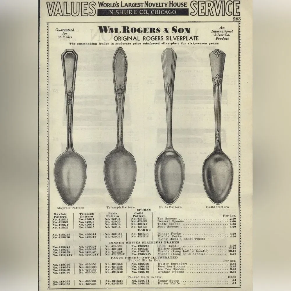 Antique WM Rogers & Son AA Silver Plated 1923 Mayfair Pattern Spoon Set of Five